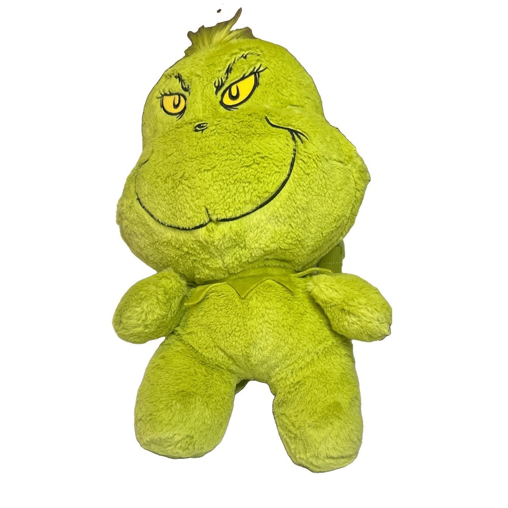 Dr. Seuss The Grinch 16" Sherpa Plush Backpack Christmas Green